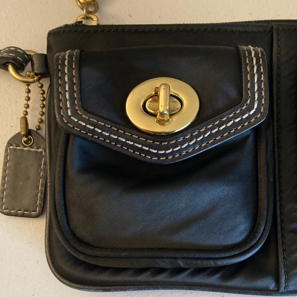 COACH Black Neoprene Double Turnlock Wristlet